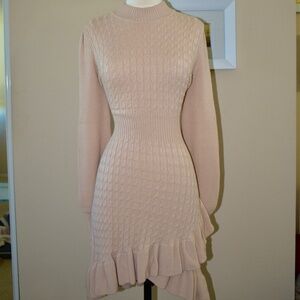 ANTHROPOLOGIE PINK ASYMMETRICAL SWEATER DRESS